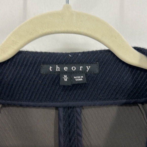 Theory Navy Veniska Camden Twill Wool Assymetrical Coat Medium - Picture 7 of 10